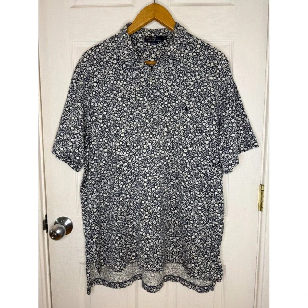 Vintage 2002 Polo Ralph Lauren Floral-Print Polo Shirt Size XL